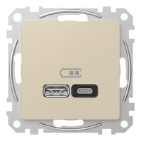 Sedna D/E Dvojitá USB A+C rychlonabíječka 3A 45W, Béžová SCHNEIDER SDD112404