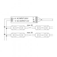 LED modul 2x SMD2835, 0,72W, 12V, 60mA, 6550K, 160°, IP65 MCLED ML-211.001.51.0