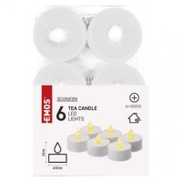 LED dekorace - čajová svíčka bílá, CR2032, vnitřní, vintage, 6 ks EMOS DCCV11