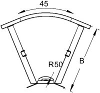 OBO RB 45 610 A2 Oblouk 45° vodorovný s úhlovou spojkou 60x100 Nerez ocel