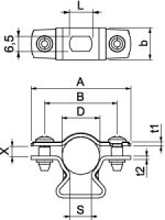 OBO ASL 733 17 A2 Distanční příchytka s připojovacím závitem M6 14-17mm Nerez