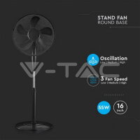 16 Stand fan round base black, VT-501
