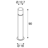 ROX ACRYL 90 Pole venkovní stojací svítidlo IP65 ušlechtilá ocel 304 E27 20W