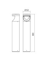 Sloupkové svítidlo XWALK ST LED 12W IP65 DG 3000K REDO 90501