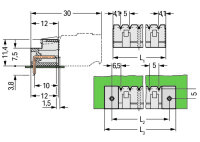 Konektor s pájecími piny THT pájecí kontakt 1,2x1,2 mm úhlové světle šedá 15pól.