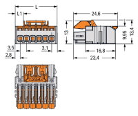 1vodičová pružinová svorkovnice, Páčka, Push-in CAGE CLAMP, Světle šedá