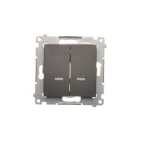 Přepínač dvojitý křížový, s orientačním LED, 7 So, 10AX, 250V, hnědá matná