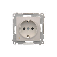 Jedno zásuvka s uzemněním typu Schuko s clonkami 16A 250V, antibakteriální, bílá