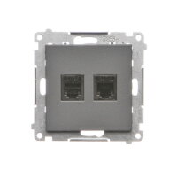 Zásuvka telefonní RJ12, 2 násobná (přístroj s krytem) grafitová matná