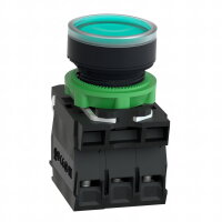 Schneider xB5AW3365 Ovládač stiskací prosvětlený,lícující,1 Z+1V,250V-zelený