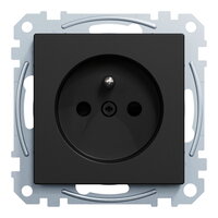 Zásuvka, Merten System M, clonky, šroubová, černá matná, 16 A, 250V AC