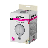 Světelný zdroj Filament LED, E27 G125, 6W, 450lm, 4000K RABALUX 79219