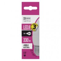 LED žárovka Classic svíčka/E27/4,1 W (32 W)/350 lm/neutrální bílá EMOS ZQ3111