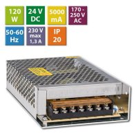 Napájecí zdroj 120W, DC24V/5A, IP20, kovové provedení MCLED ML-732.053.45.1