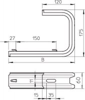 OBO 6365977 Nástěnný a stropní držák TPDG 145 FT