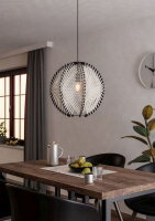 Závěsné svítidlo WAVERTON E27 d480 černá/dřevo/bílá 1X40W IP20 EGLO 44006