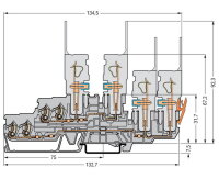 Základní dvoupatrová svorka-2 vodiče/2 piny 2,5mm2 šedá WAGO 870-131