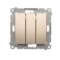 Trojité tlačítko s orientačním LED podsvětlením 10AX, 250V, zlatá matná