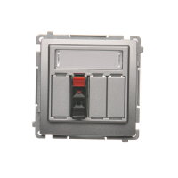 1-násobná zásuvka reproduktoru s popisovým polem 2,5 mm2, stříbrná matná