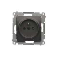 Zásuvka jednonásobná s uzemněním, s clonkami 16A, 250V, antracit mat