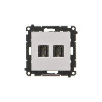 Zásuvka HDMI 2 násobná (přístroj s krytem) hliníková matná   TGHDMI2.01/143