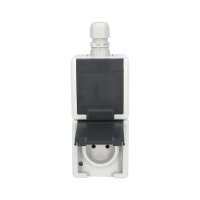 ATLAS 2K IP65 Zásuvka 2x 2P+PE, 2-nás svislá s vývodkou M20, na povrch, šedá