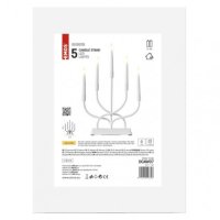 LED svícen kovový bílý, 40 cm, 2x AA, vnitřní, teplá bílá EMOS DCAW07