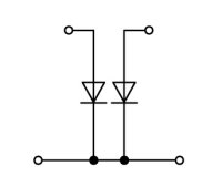 Svorka pro moduly dvoupatrová 2 diody 1N4007 šedá 2,5mm2 Wago 870-542/281-488