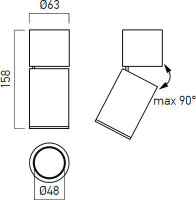 XANGLE CEILING FITTING GU10/PAR16 1x50W