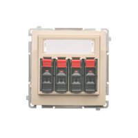 4-násobná zásuvka reproduktorová, s popisovým polem, béžová