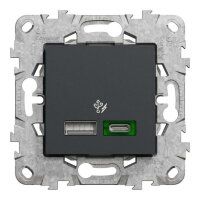 NOVÁ UNICA Dvojité rychlonabíjecí USB A+C (45W), Antracit SCHNEIDER NU501354