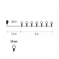LED vánoční řetěz - kuličky, 5m, vnitřní použití, teplá bílá