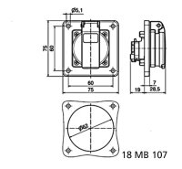 Zásuvka vestavná 16A 3p 230V IP54 SCHUKO Quick-Connect (modrá) BALS 71108