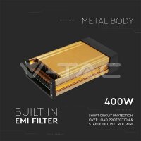 SLIM Power Supply 400W 24V 16.6A IP45, VT-26400 V-TAC SKU3265