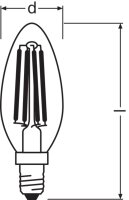 LEDVANCE LED CLASSIC B DIM CRI 90 S 3.4W 927 Clear E14