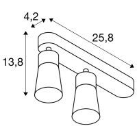 PURI 2.0 Cone, nástěnné a stropní svítidlo, asymetrické, 2 x max. 6W GU10, černé