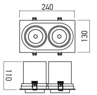 XSLIDE REC. FITTING 2x25W 220-240V AC 30