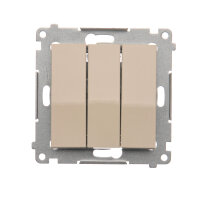 Trojité tlačítko s orientačním LED podsvětlením 10AX, 250V~, krémováové