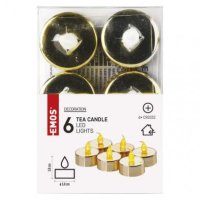 LED dekorace - čajová svíčka zlatá, CR2032, vnitřní, vintage, 6 ks EMOS DCCV13
