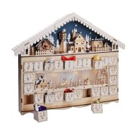 LED adventní kalnedář - horská chata, 10x LED, 50x40cm, 2x AA SOLIGHT 1V258
