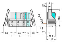 Pružinová svorkovnice THT úhlová 7,5 mm šedá 5pól. WAGO 722-835/039-000