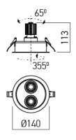 XDRILL RIM REC. FITTING 2x9W 220-240V AC