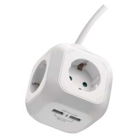 Prodlužovací kabel 4 zásuvky SCHUKO 1,9M+2x USB Emos P04219U