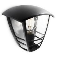 Venkovní nástěnné svítidlo Creek černá 1x60W 230V base PHILIPS 153873016