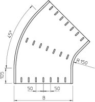 OBO RB 45 640 FS Oblouk 45° vodorovný kruhové provedení 60x400 Ocel