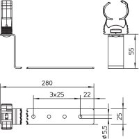 OBO isCon H280 26 PA Střešní držák vodiče pro cihlové střechy 280mm světle šedá