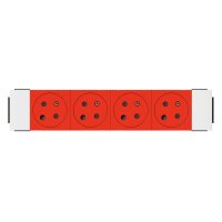 MOSAIC LINK ZÁSUVKA 4X2P+T ZAROVNANÁ NEZÁMĚNNÁ ČERVENÁ LEGRAND 077124L