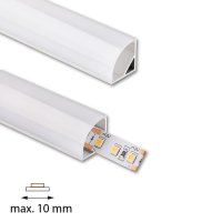 Rohový hliníkový profil RS2 16x16mm mléčný difuz 1m MCLED ML-761.041.74.1