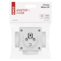 Rozbočovací zásuvka 3x kulatá, 2x USB EMOS P0024U