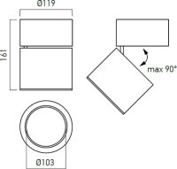 XANGLE CEILING FITTING G53/AR111 1x50W m